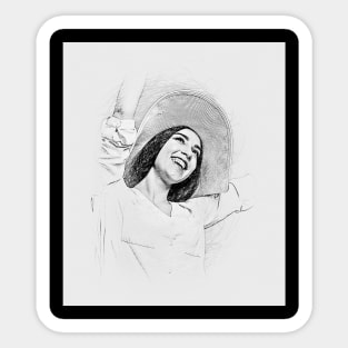 Woman  Hands Up sketch Art Sticker